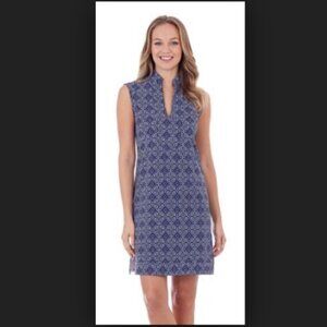 Jude Connally Kristen Dress in Medallion Navy Blue White Size XS